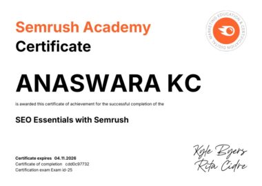 Anaswarakc- semrush academy certificate Anaswarakc- semrush academy certificate