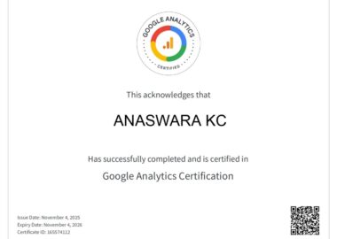 Anaswara kc-Google analytics certificate Anaswara kc-Google analytics certificate